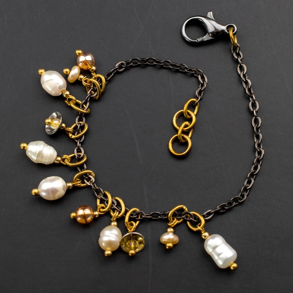 Charm Bracelet Dainty, Multi Stone Chain Bracelet, Mismatched Beaded Bracelet